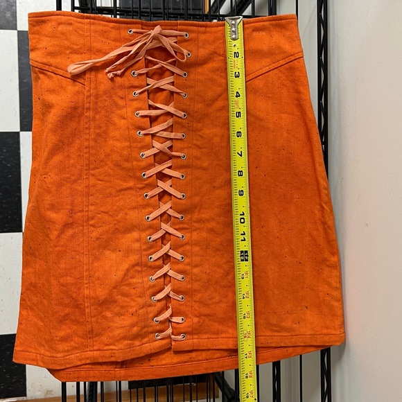 UO Rae Lace-Up Mini Skirt, Unreleased Color (Orange) - Picture 9 of 11